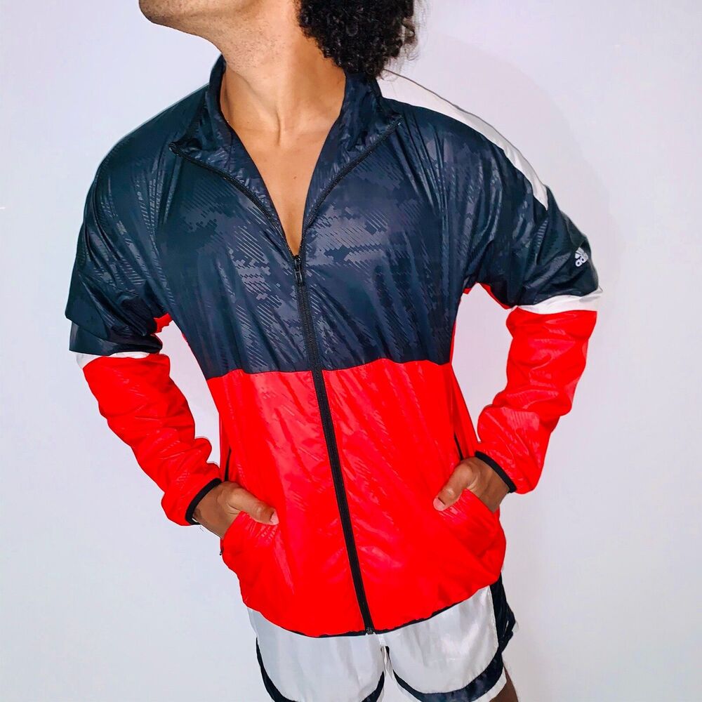 Adidas Vintage Super Rare Sample Jacket Windbreaker Glanz Cal Surf Red White M